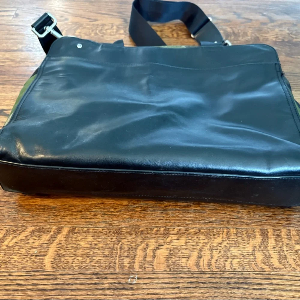 Jack Spade camo leather briefcase messenger bag black